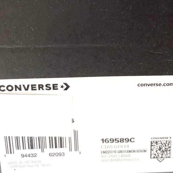 Converse Women's 169589C CTAS GTX HI Limestone Grey Lemon Venom Canvas Sneakers - Picture 9 of 9